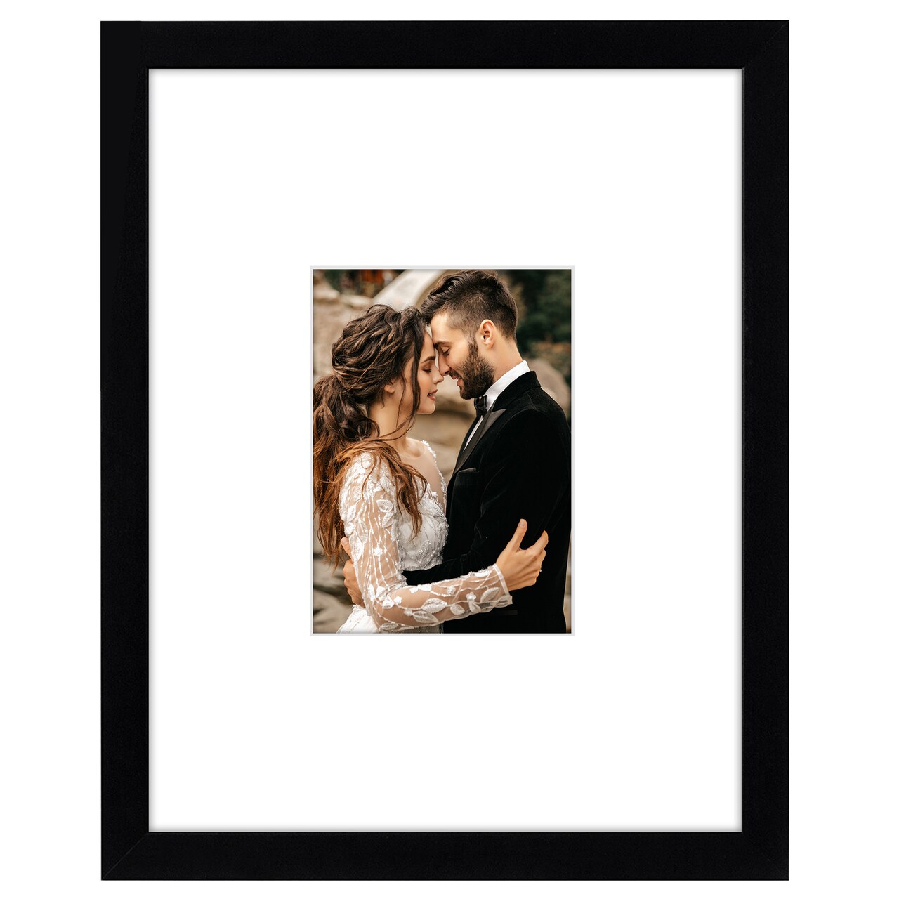 Americanflat 11x14 Wedding Picture Frame - 5x7 with Mat or 11x14 without Mat - Photo Frame for Special Occasions - Shatter Resistant Glass - Hanging Hardware for Horizontal or Vertical Display